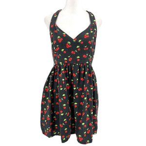 Urban Outfitters Linen Blend Retro Pinup Halter Mini Dress Cherry Print Medium